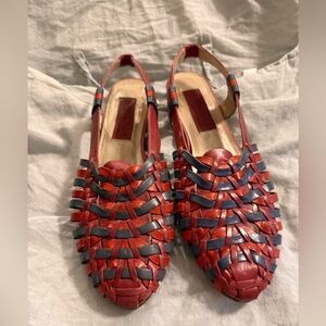 Ipanema leather red & blue sandals Huaraches size 8 made in Brazil